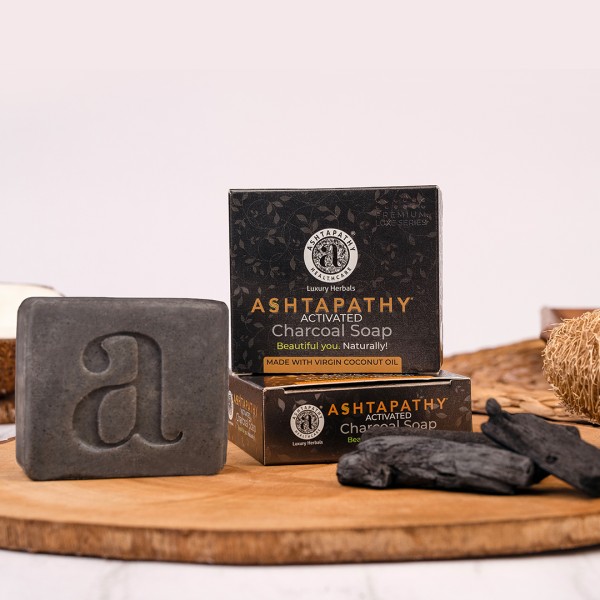 Ashtapathy Premium Luxe Activated Charcoal Soap with Virgin Coconut Oil (125 Grams)