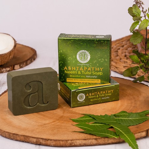 Ashtapathy Premium Luxe Neem & Tulasi Soap with Virgin Coconut Oil (125 Grams)