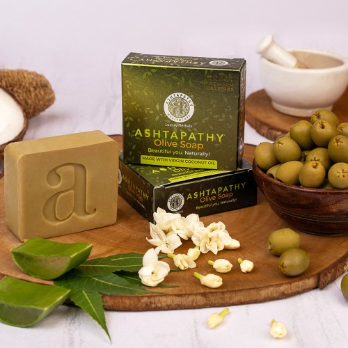 Ashtapathy Premium Luxe Olive Soap with Virgin Coconut Oil (125 Grams)